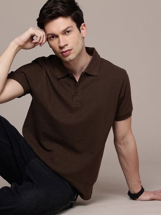 Men’s Dark Brown Polo T-Shirt – Premium Regular Fit Casual Polo