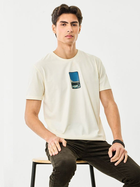 Zibilo Minimal Graphic T-Shirt for Men – Off White Casual Printed Tee