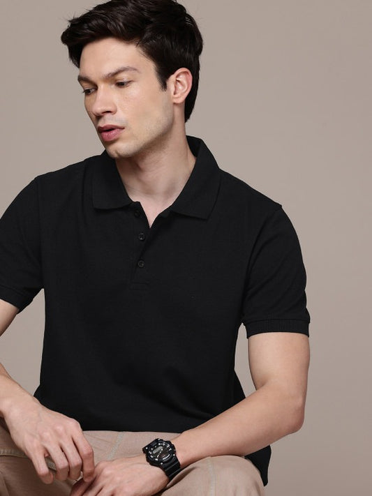 Men’s Premium Black Polo T-Shirt – Regular Fit Solid Cotton Polo