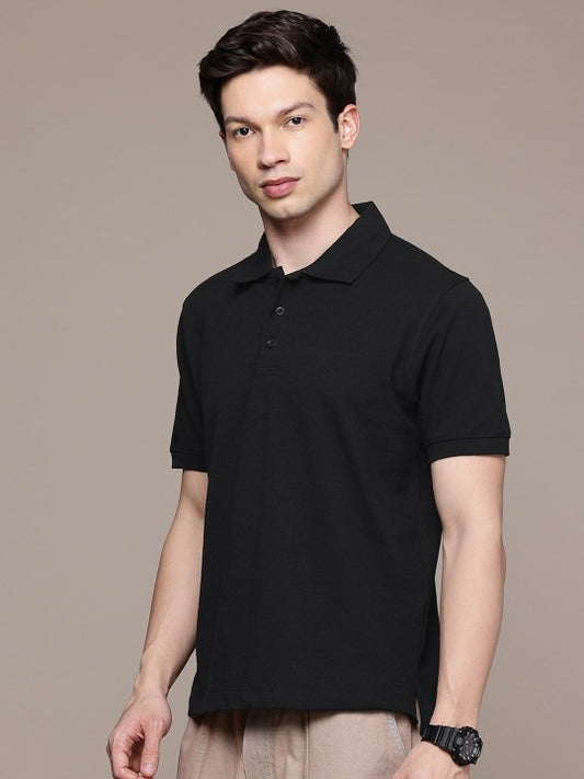 Men’s Premium Black Polo T-Shirt – Regular Fit Solid Cotton Polo